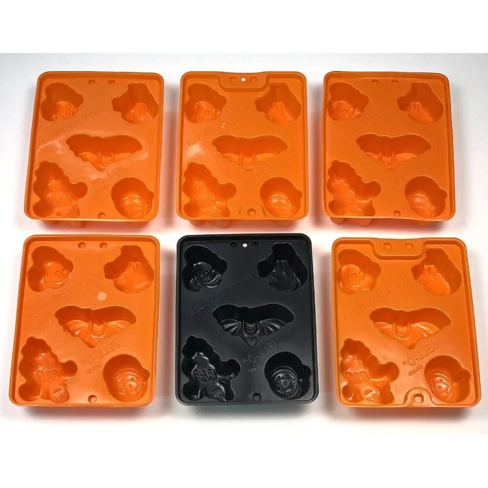 Lot 6 JELL-O Jello Orange Black Happy Halloween JIGGLER MOLDS Candy EUC
